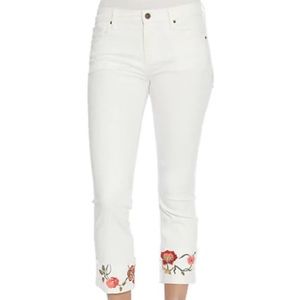 Driftwood Embroidered Cuff White Jeans 26